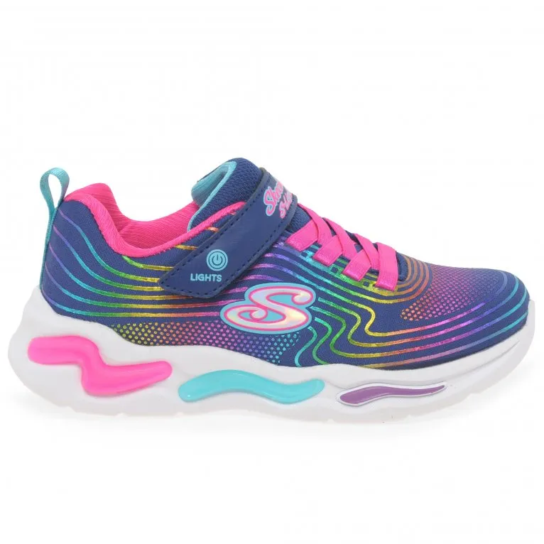 Skechers Wavy Beams Lights Girls Sports Trainers