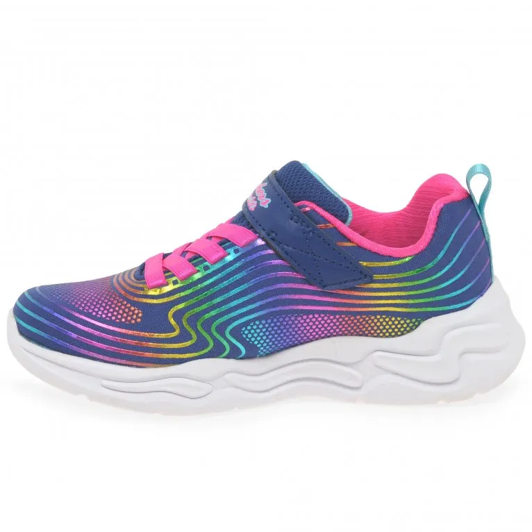 Skechers Wavy Beams Lights Girls Sports Trainers