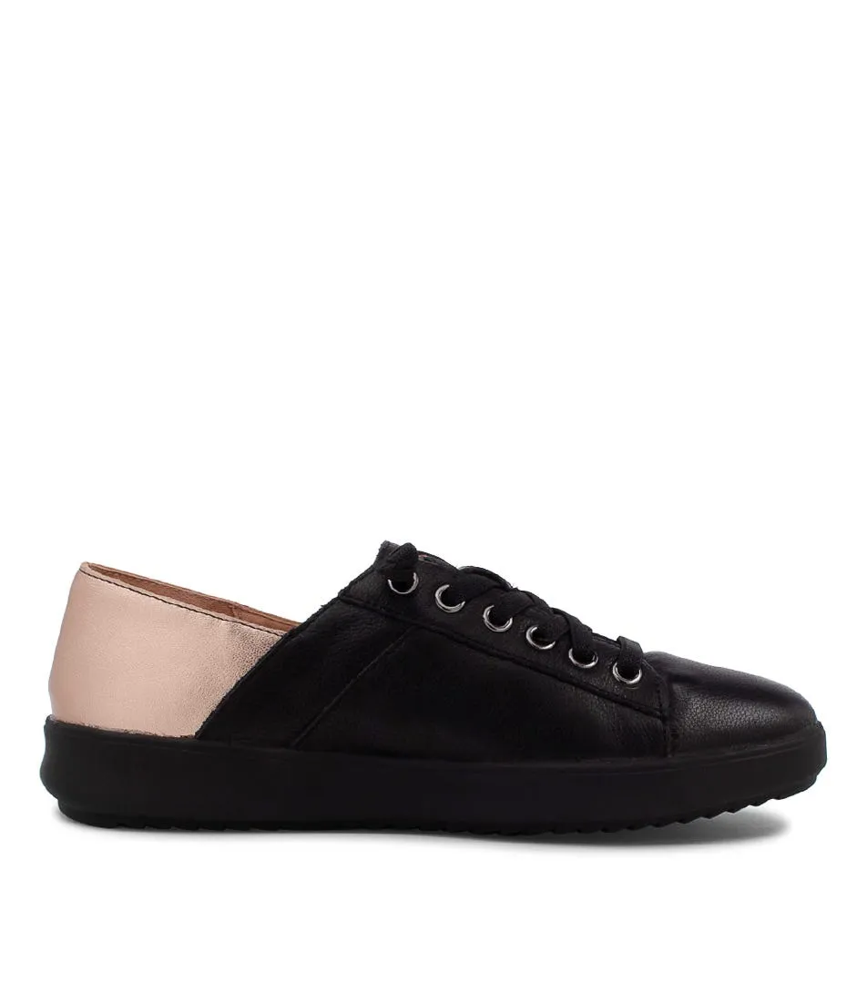 SUPERSOFT Zaylah Black Rose Gold Leather Sneakers