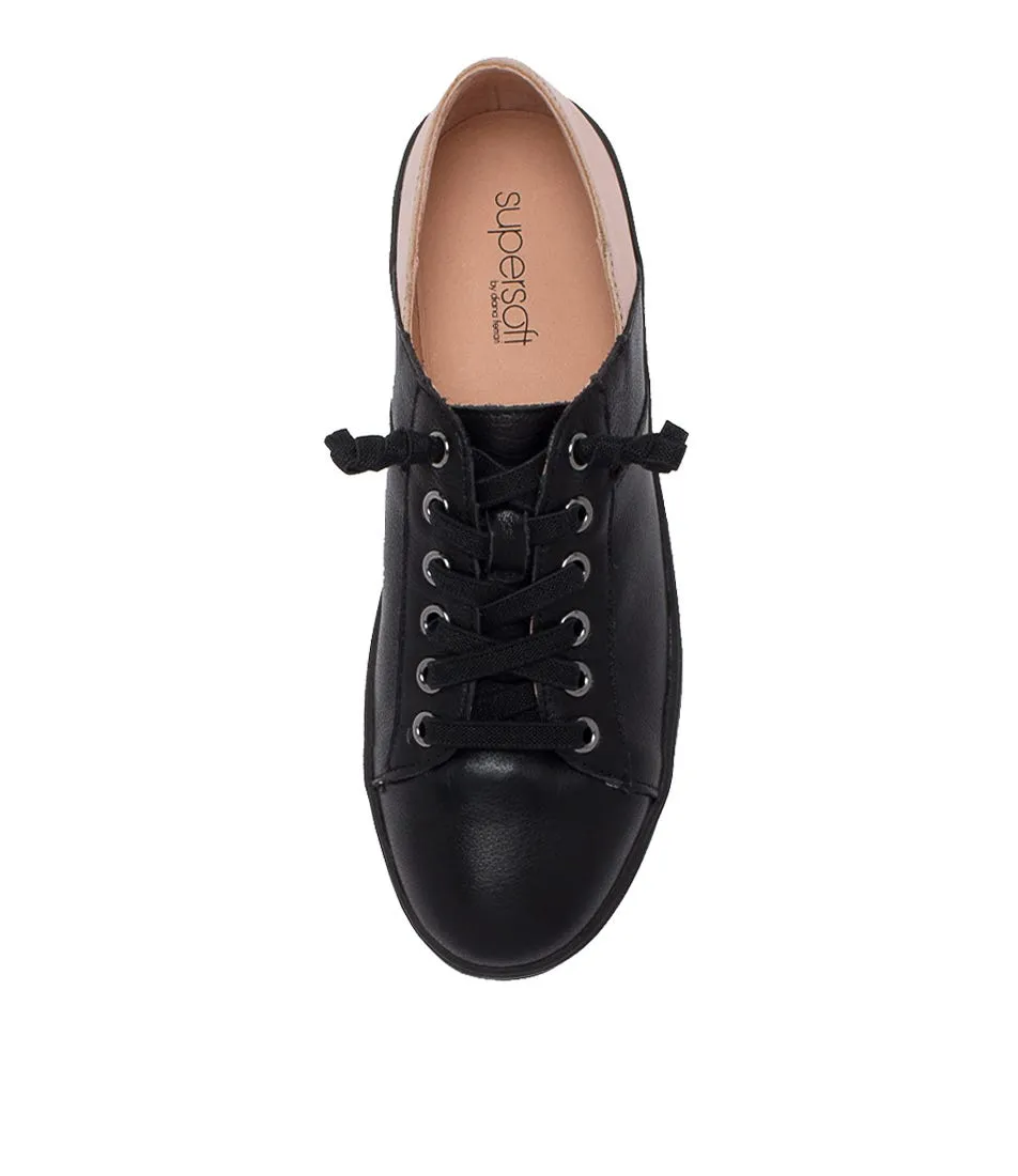 SUPERSOFT Zaylah Black Rose Gold Leather Sneakers