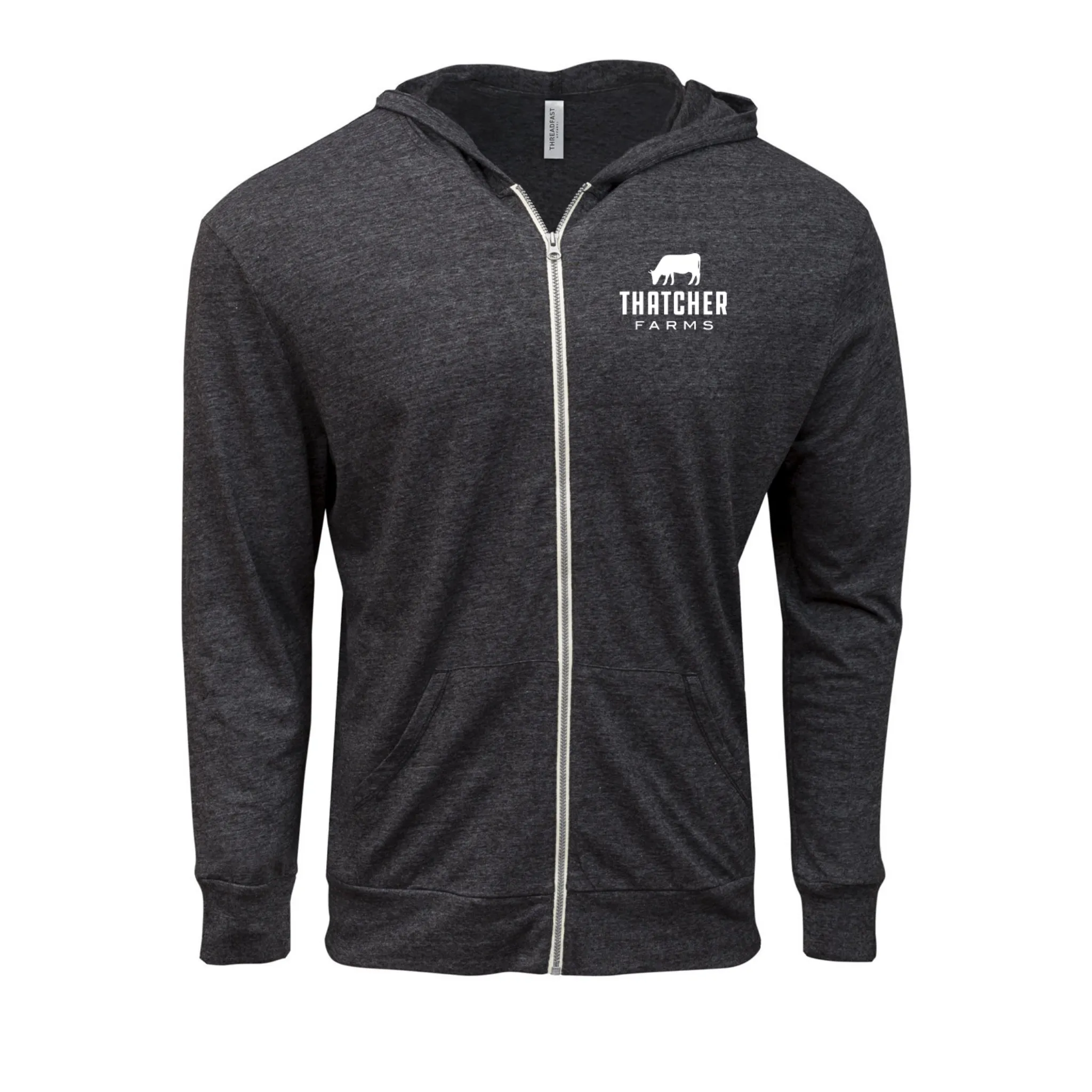 Thatcher Farms Unisex Eco-Triblend Full-Zip Light Hoodie