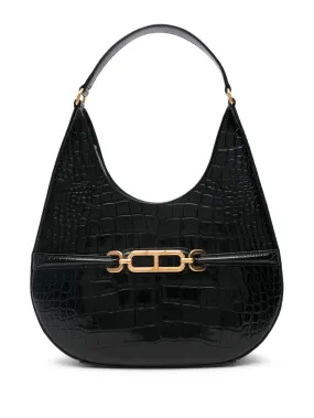 TOM FORD large croc-embossed shoulder bag - Black