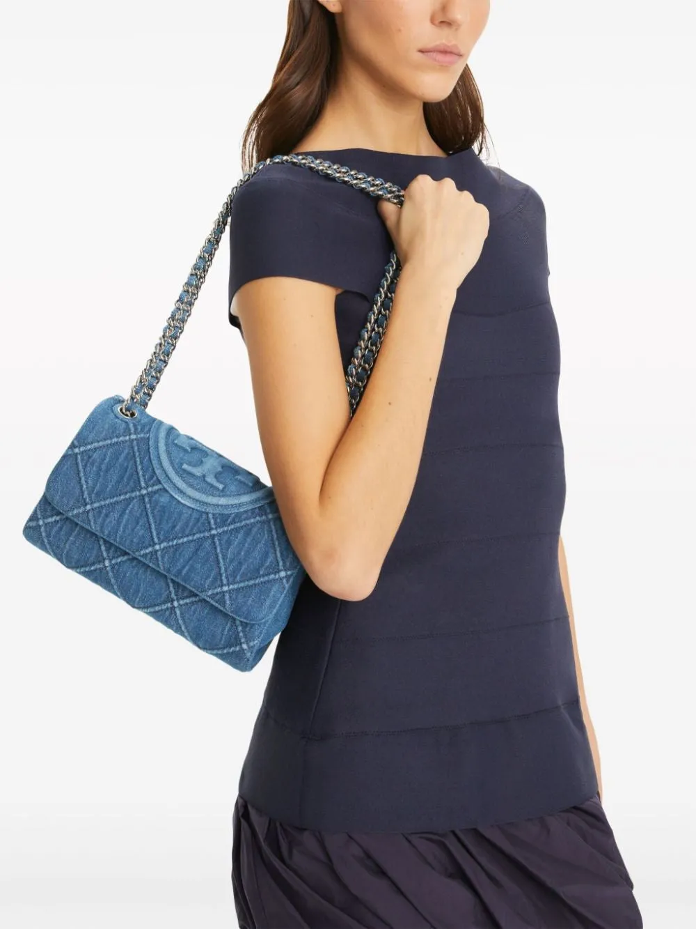 TORY BURCH Blue Denim Shoulder Bag for Women - SS24 Collection