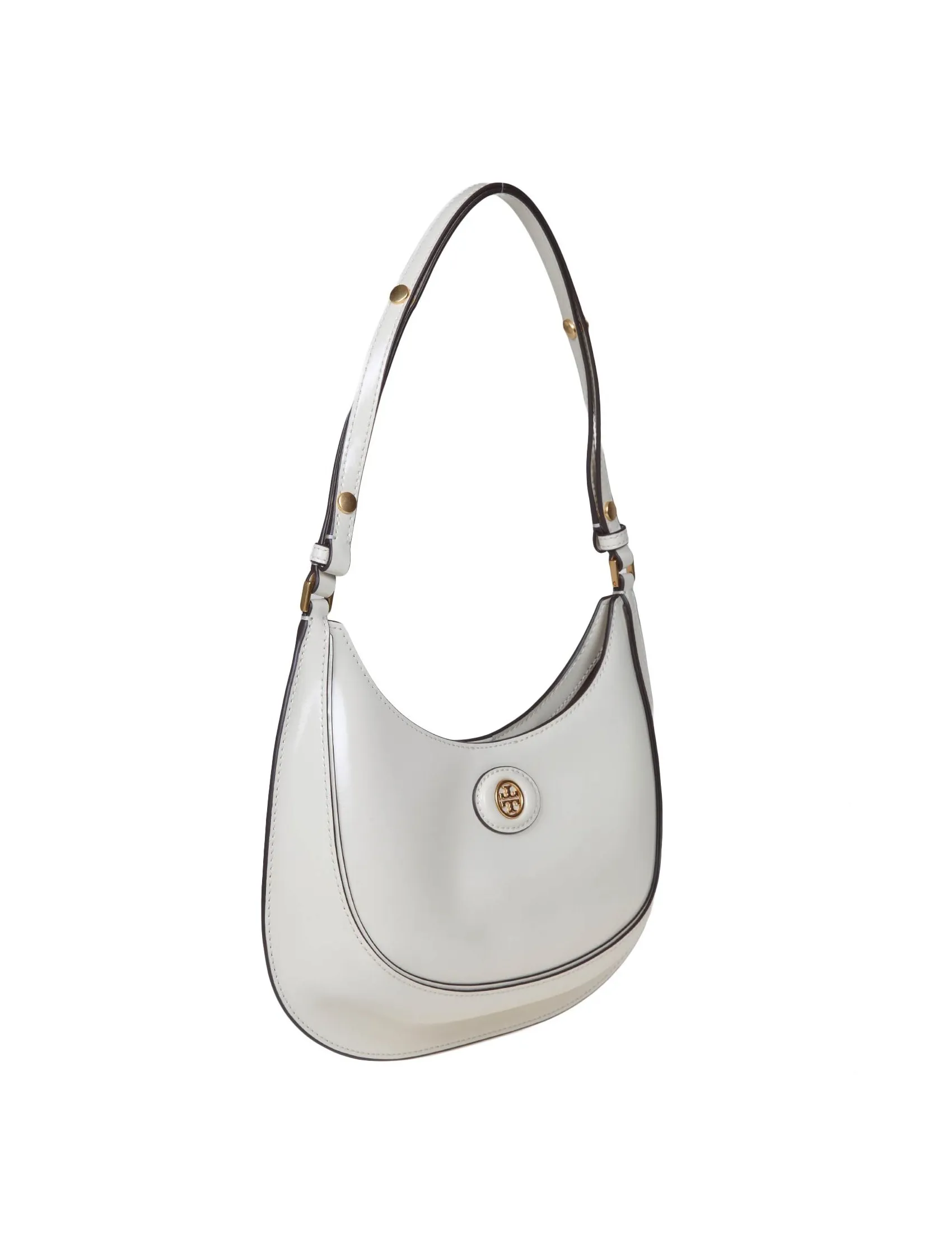 TORY BURCH ROBINSON CRESCENT SHOULDER BAG IN BRUSHED CALFSKIN