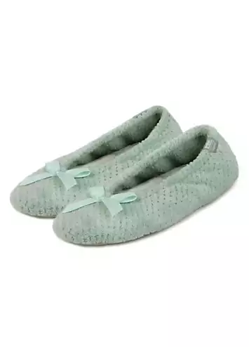 Totes Isotoner Ladies Popcorn Ballet Slipper - Mint Green | Kaleidoscope