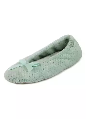 Totes Isotoner Ladies Popcorn Ballet Slipper - Mint Green | Kaleidoscope