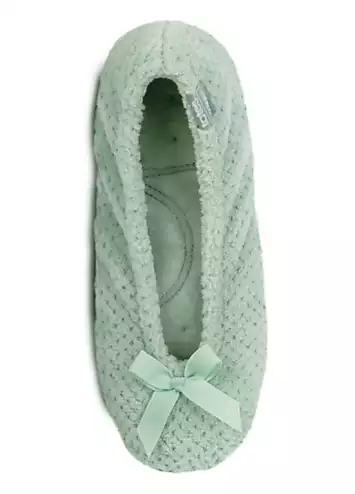 Totes Isotoner Ladies Popcorn Ballet Slipper - Mint Green | Kaleidoscope