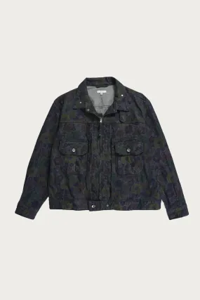 Trucker Jacket - Indigo Floral Print Denim