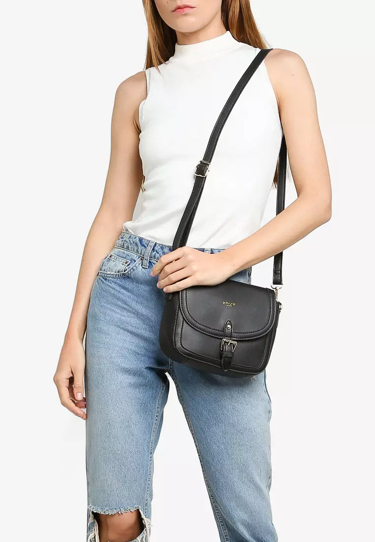 Unisa Faux Leather Sling Bag With Flap Over