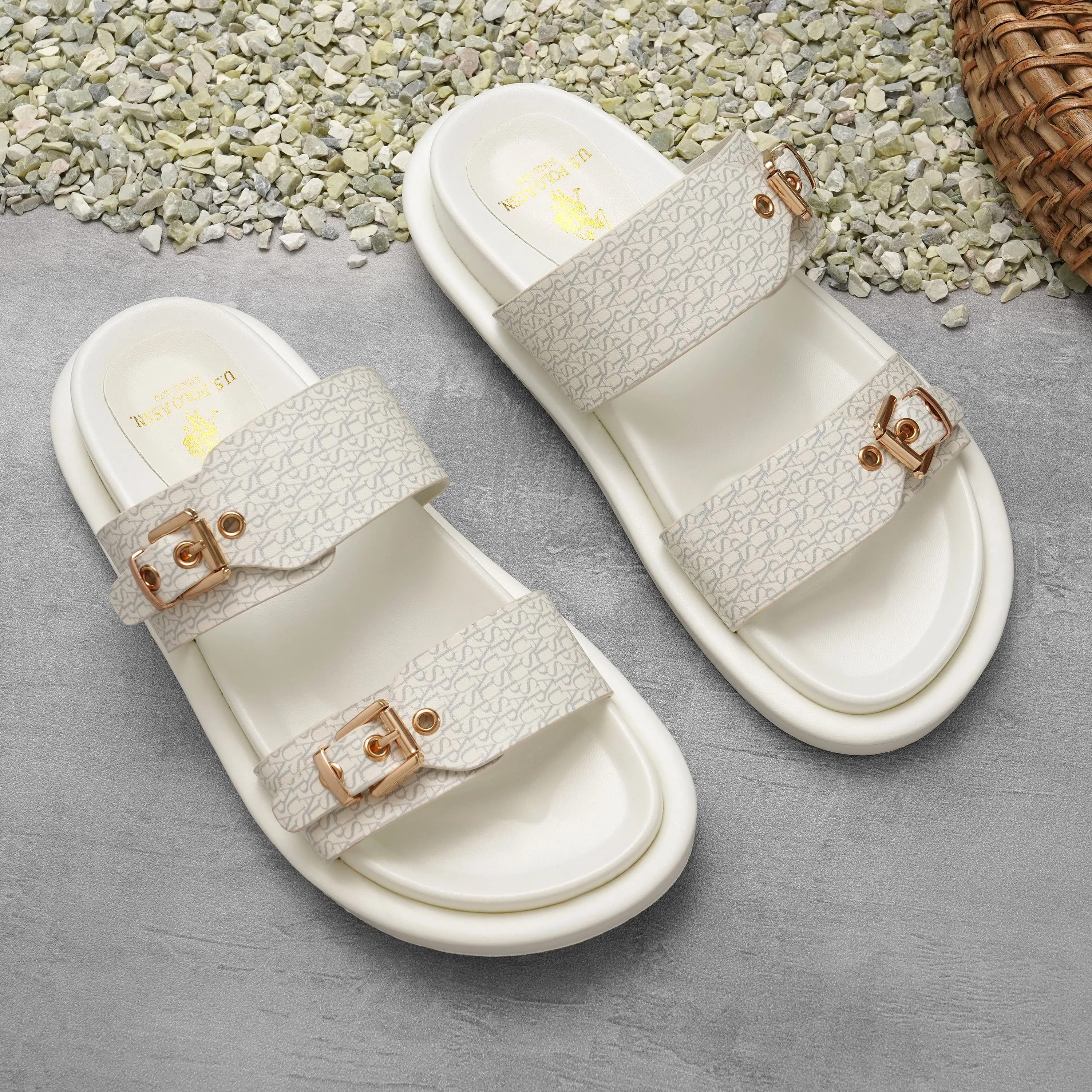 U.S. Polo Assn. Open Toe Buckle Detail Maria Sandals