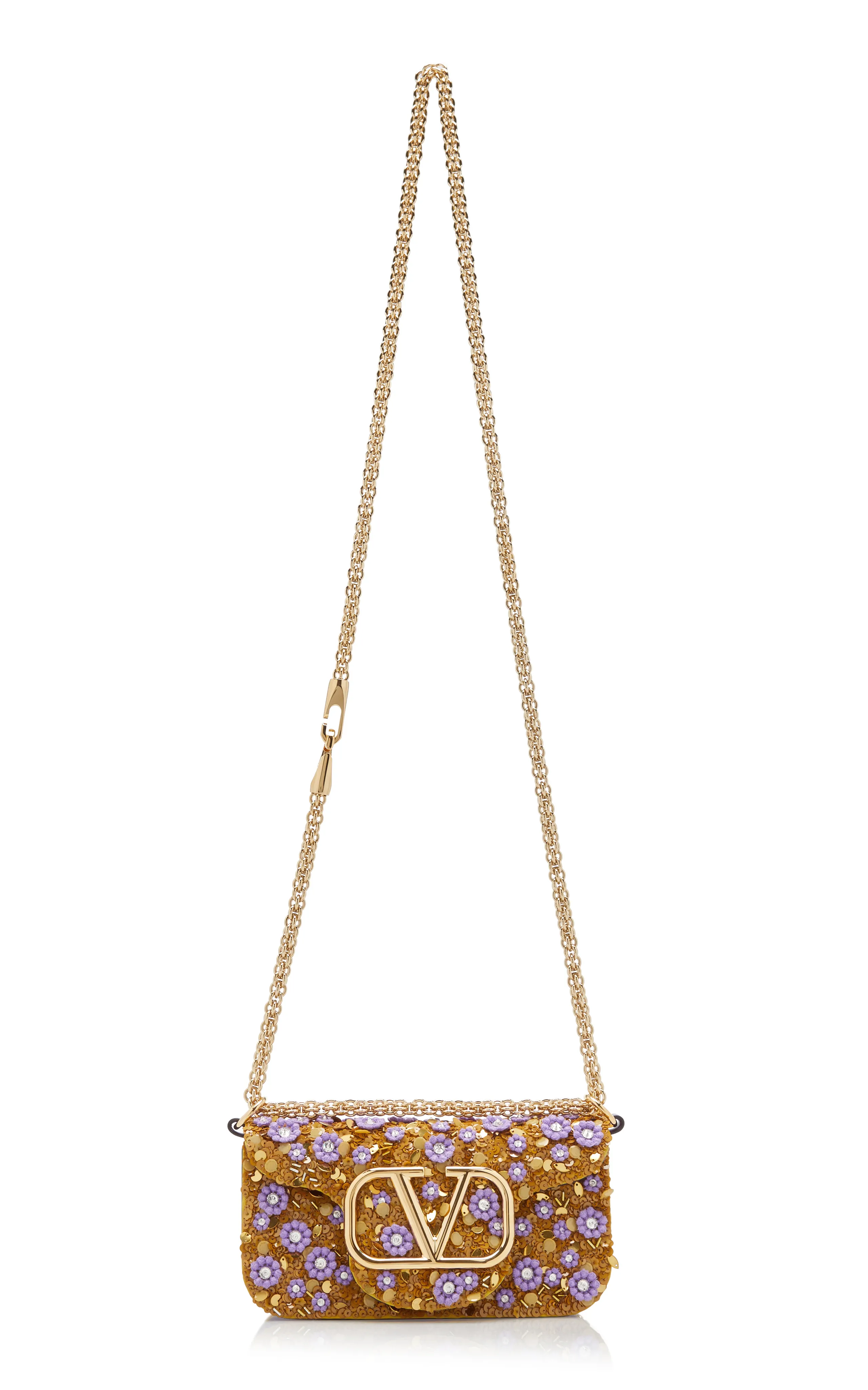 Valentino Garavani Small Loco Microflower Embellished Leather Shoulder Bag