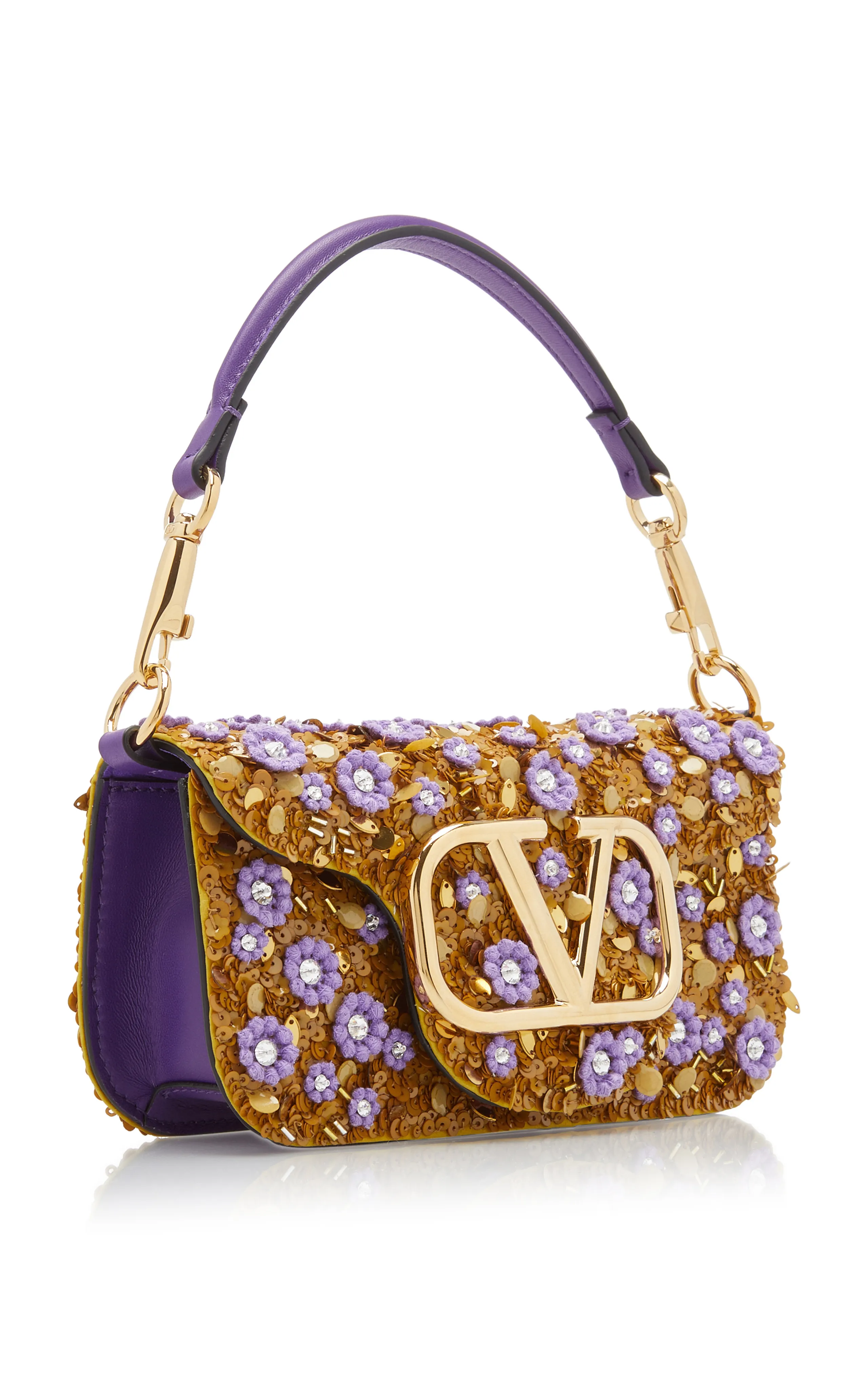 Valentino Garavani Small Loco Microflower Embellished Leather Shoulder Bag