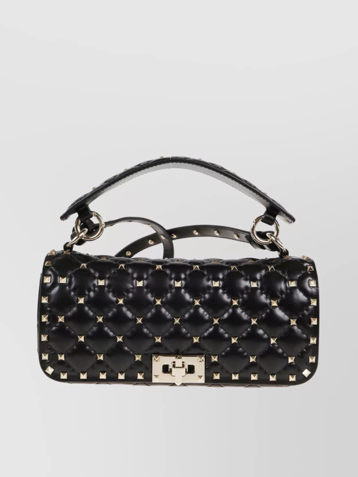 Valentino Garavani   Studded leather quilted chain shoulder bag