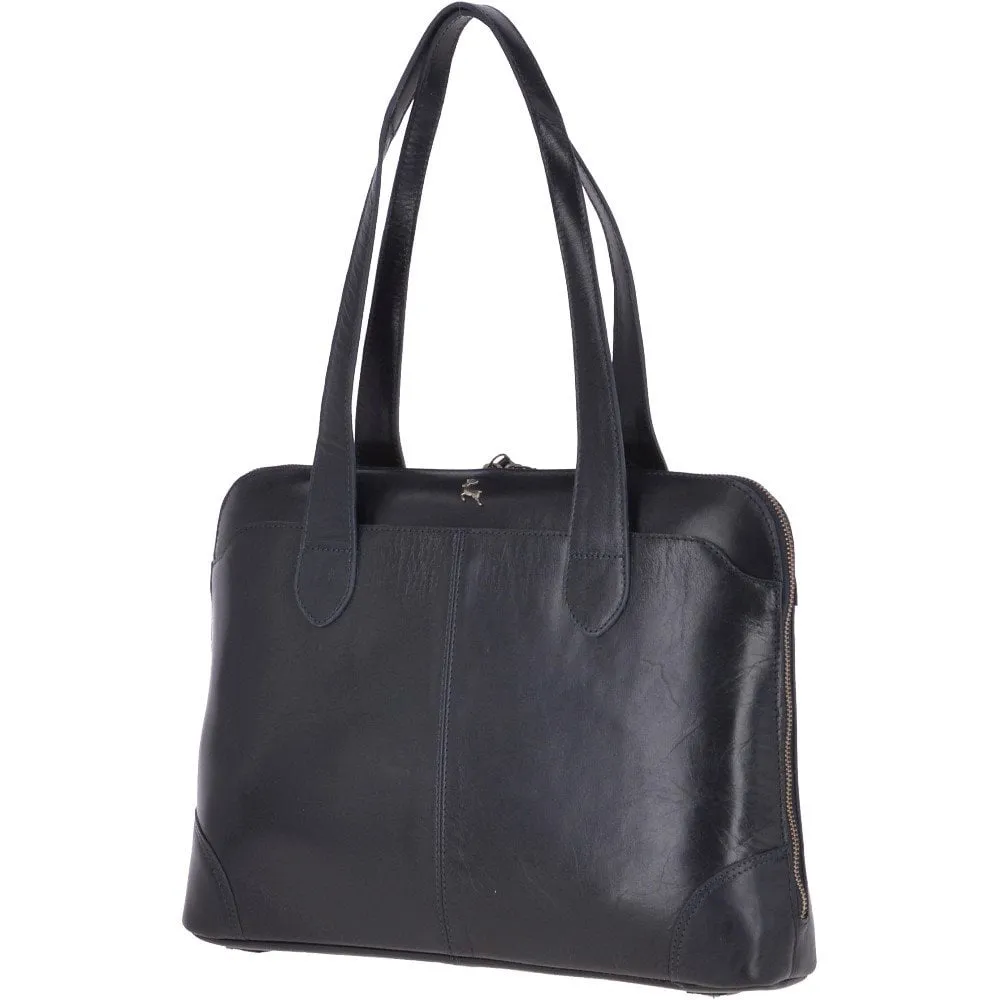 Vegetable Tanned Leather Bag Navy : V-22