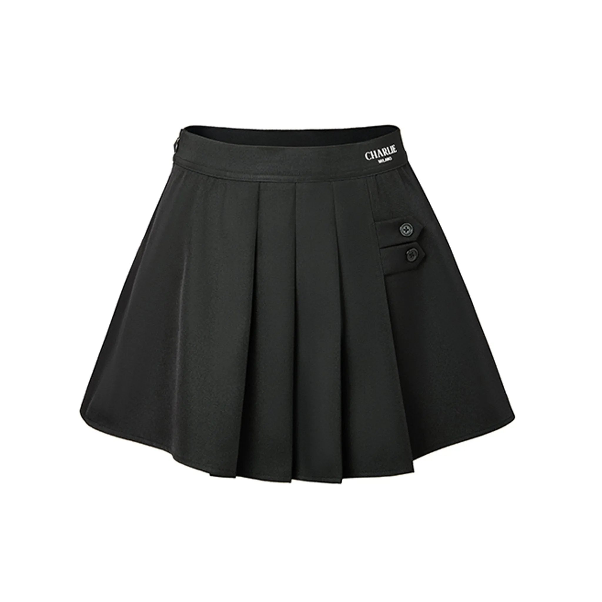 Waistband Logo Pleated Skirt-