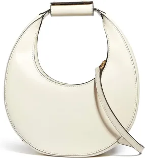 Women Moon Shape Adjustable Strap Mini Shoulder Leather Bag - Cream