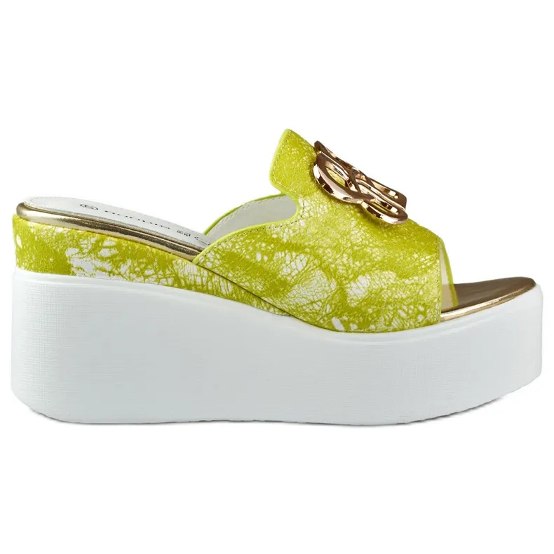 Women's lime wedge sandals Lemon green