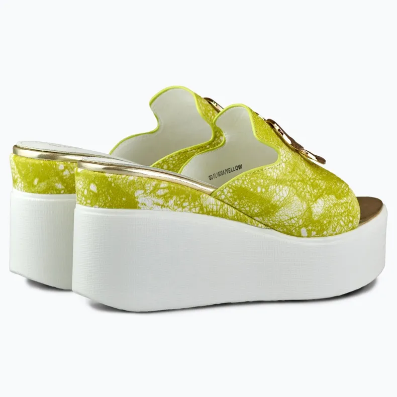 Women's lime wedge sandals Lemon green