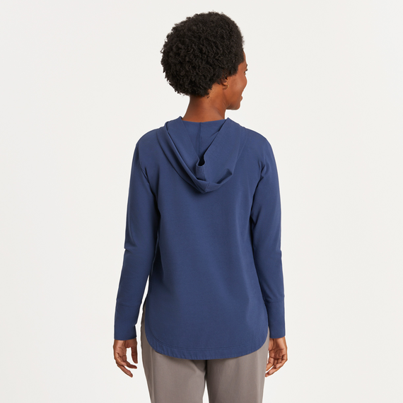 Women's Solid Crusher-FLEX Hoodie Tunic