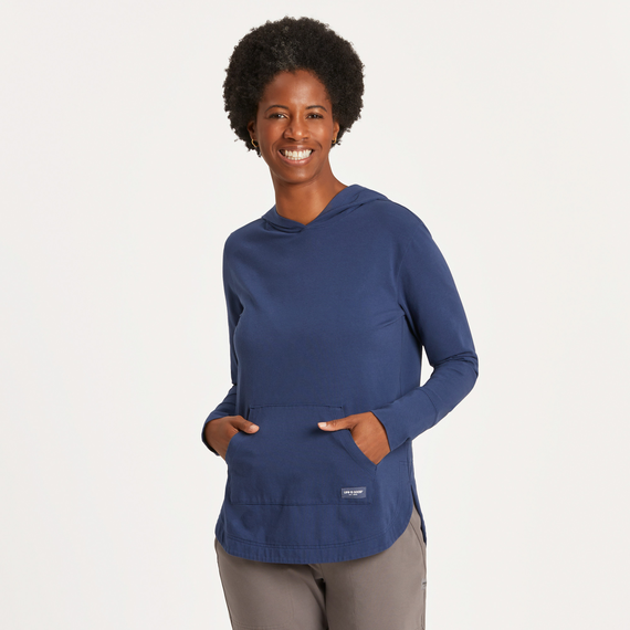 Women's Solid Crusher-FLEX Hoodie Tunic