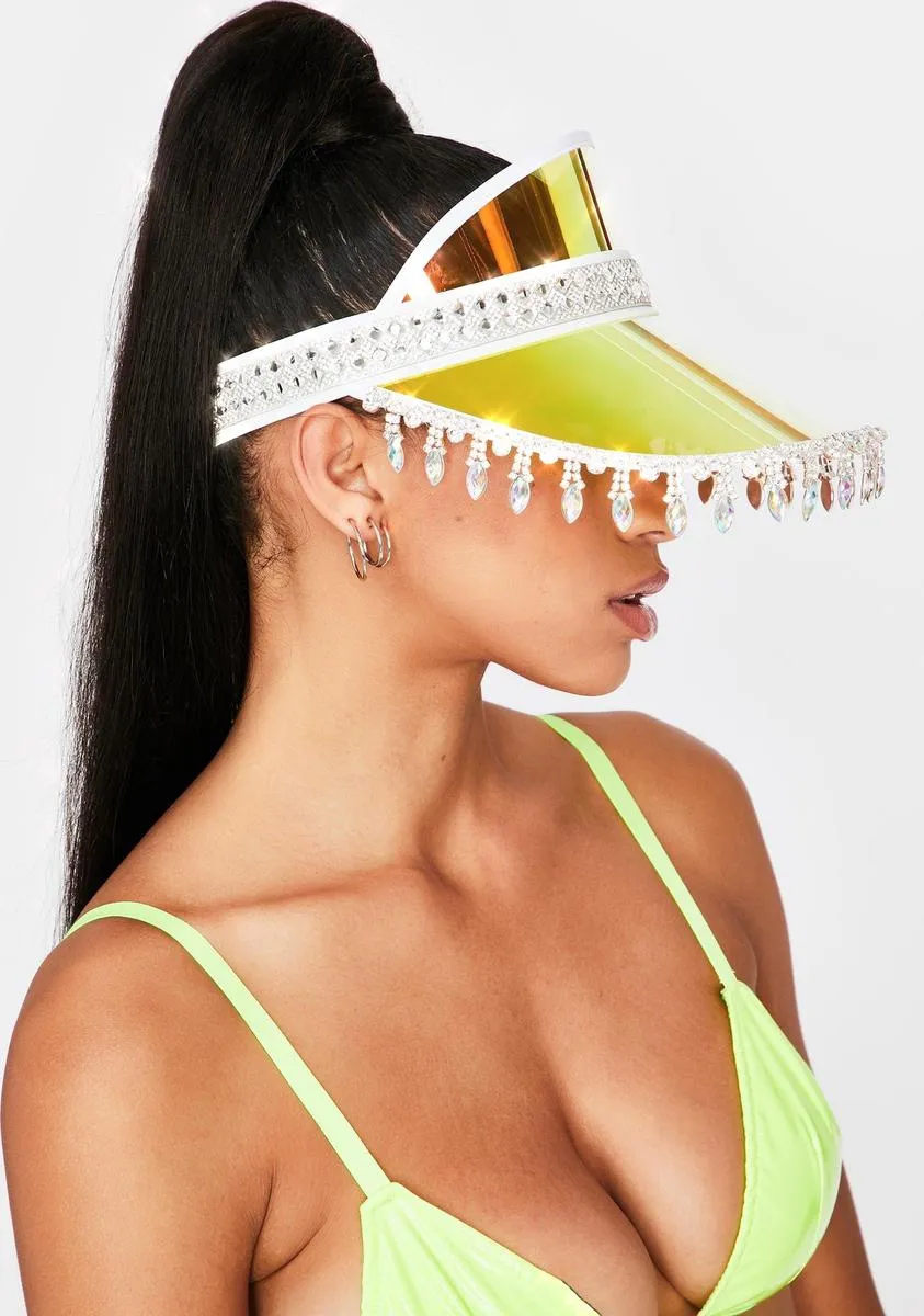 Yellow Holographic Advize Me Visor Hat-