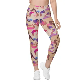 Yoga Poses Crossover Leggings With Pockets